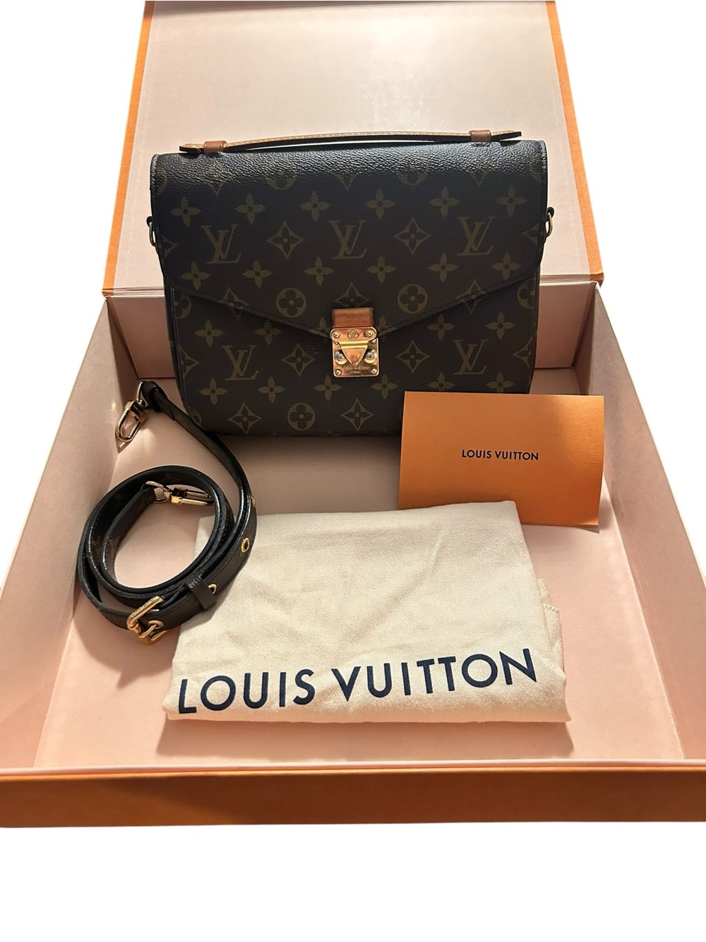 Louis Vuitton Brown Monogram Canvas Pochette Metis Satchel with Gold Hardware